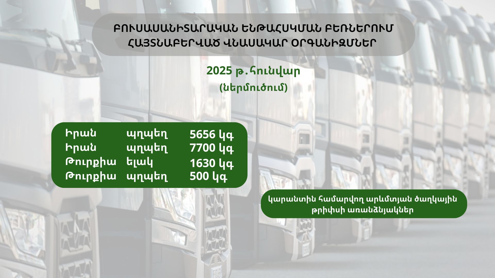 ԲՈՒՍԱՍԱՆԻՏԱՐԱԿԱՆ ԵՆԹԱՀՍԿՄԱՆ ԲԵՌՆԵՐՈՒՄ ՀԱՅՏՆԱԲԵՐՎԱԾ ՎՆԱՍԱԿԱՐ ՕՐԳԱՆԻԶՄՆԵՐ (2025 թ․ հունվար) ԲՈՒՍԱՍԱՆԻՏԱՐԱԿԱՆ ԵՆԹԱՀՍԿՄԱՆ ԲԵՌՆԵՐՈՒՄ ՀԱՅՏՆԱԲԵՐՎԱԾ ՎՆԱՍԱԿԱՐ ՕՐԳԱՆԻԶՄՆԵՐ (2025 թ․ հունվար)