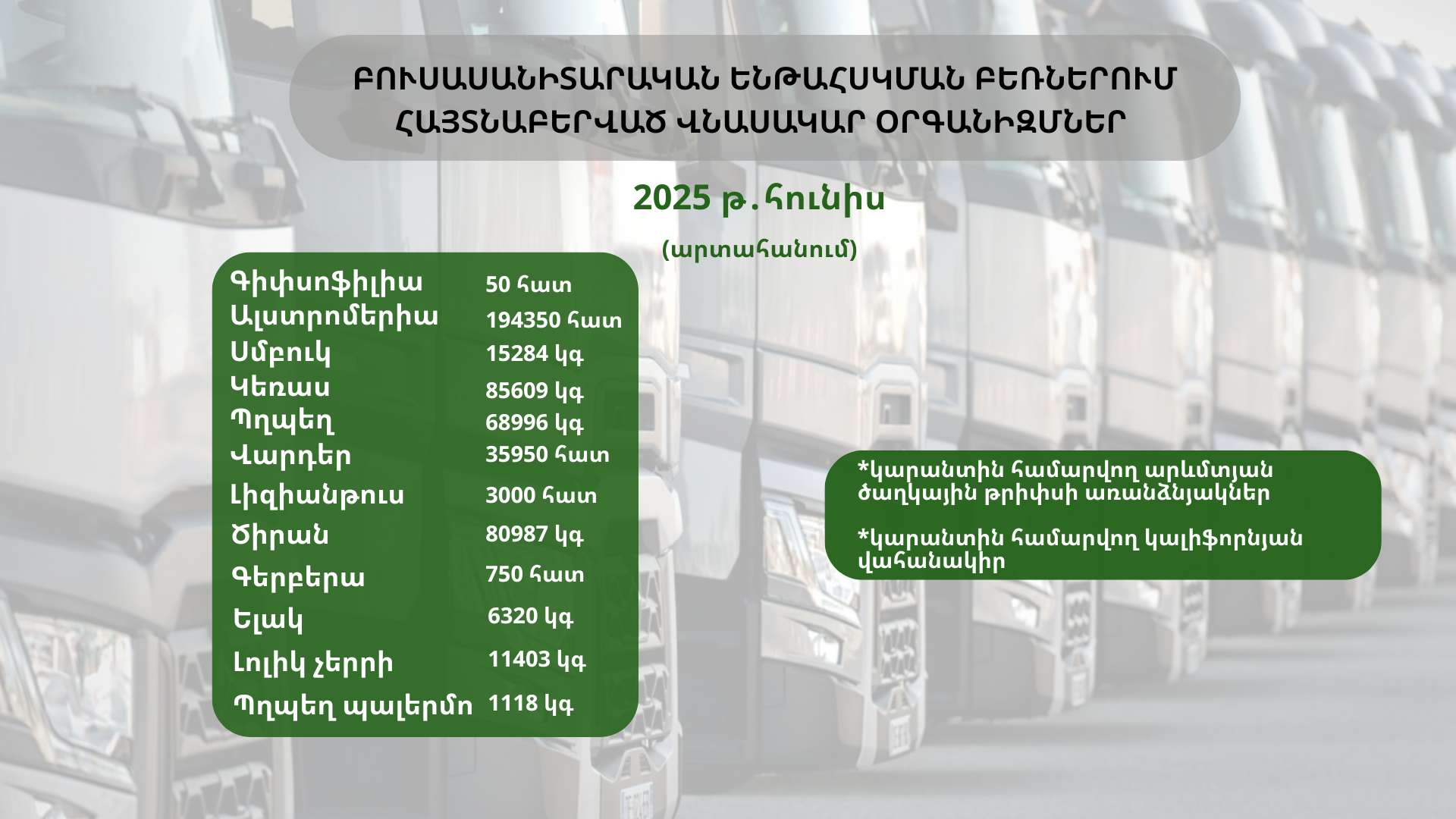ԲՈՒՍԱՍԱՆԻՏԱՐԱԿԱՆ ԵՆԹԱՀՍԿՄԱՆ ԲԵՌՆԵՐՈՒՄ ՀԱՅՏՆԱԲԵՐՎԱԾ ՎՆԱՍԱԿԱՐ ՕՐԳԱՆԻԶՄՆԵՐ (2025 թ․ հունիս) ԲՈՒՍԱՍԱՆԻՏԱՐԱԿԱՆ ԵՆԹԱՀՍԿՄԱՆ ԲԵՌՆԵՐՈՒՄ ՀԱՅՏՆԱԲԵՐՎԱԾ ՎՆԱՍԱԿԱՐ ՕՐԳԱՆԻԶՄՆԵՐ (2025 թ․ հունիս)